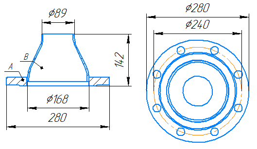 Переход 168x4,5-89x3,5-1,0-исп.2 ст20 ГОСТ 27590-2005 слайд 5