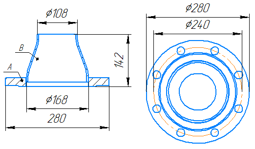 Переход 168x4,5-108x4-1,0-исп.2 ст20 ГОСТ 27590-2005 слайд 5