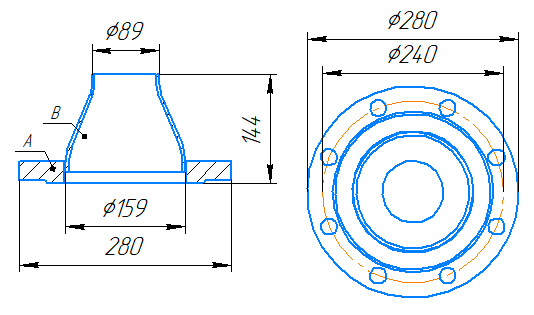 Переход 159x4,5-89x3,5-1,6-исп.2 ст20 ГОСТ 27590-2005 слайд 5