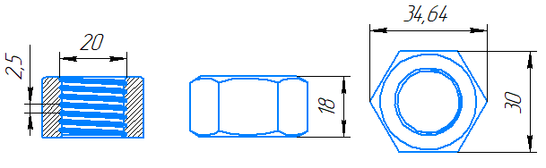 Гайка М20x2,5-6H ГОСТ 5927-70 слайд 4