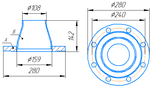 Переход 159x4,5-108x4-1,0-исп.2 ст20 ГОСТ 27590-2005 слайд 5