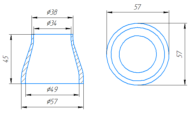 Переход К-57x4-38x2 ст20 ГОСТ 17378-2001 слайд 4