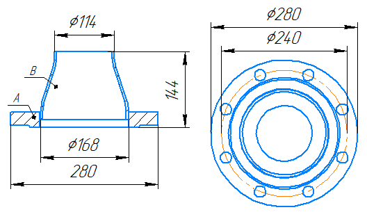 Переход 168x4,5-114x4-1,6-исп.2 ст20 ГОСТ 27590-2005 слайд 5
