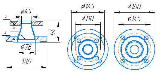 Переход 76x3,5-45x2,5-1,6-исп.1 ст20 ГОСТ 27590-2005 слайд 5