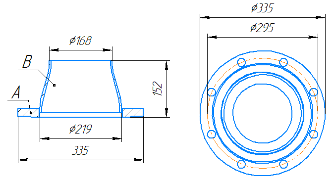 Переход 219x6-168x4,5-1,0-исп.2 ст20 ГОСТ 27590-2005 слайд 5