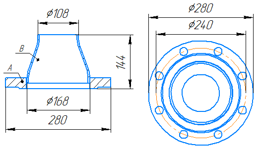 Переход 168x4,5-108x4-1,6-исп.2 ст20 ГОСТ 27590-2005 слайд 5