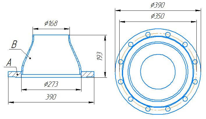 Переход 273x7-168x4,5-1,0-исп.2 ст20 ГОСТ 27590-2005 слайд 5