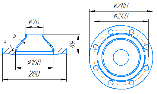 Переход 168x4,5-76x3,5-1,6-исп.2 ст20 ГОСТ 27590-2005 слайд 5