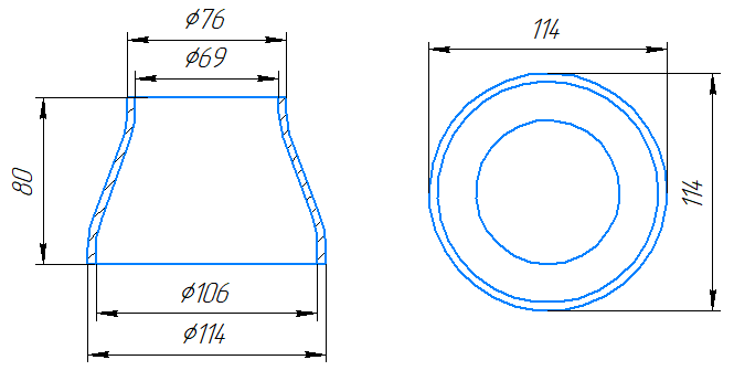 Переход К-114x4-76x3,5 ст20 ГОСТ 17378-2001 слайд 4