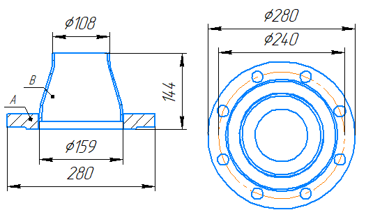Переход 159x4,5-108x4-1,6-исп.2 ст20 ГОСТ 27590-2005 слайд 5