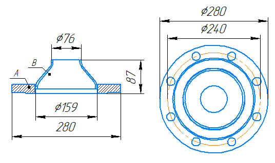 Переход 159x4,5-76x3,5-1,0-исп.2 ст20 ГОСТ 27590-2005 слайд 5