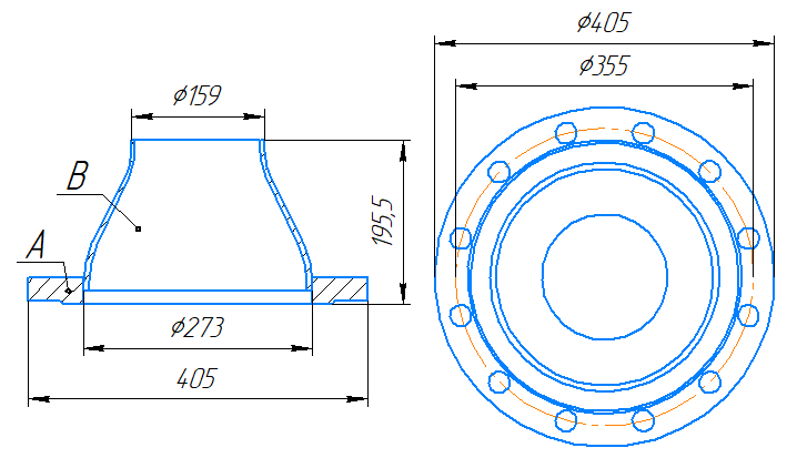 Переход 273x7-159x4,5-1,6-исп.2 ст20 ГОСТ 27590-2005 слайд 5