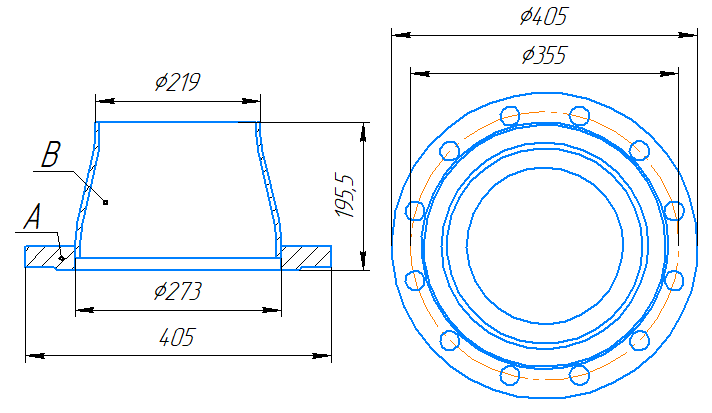 Переход 273x7-219x6-1,6-исп.2 ст20 ГОСТ 27590-2005 слайд 5