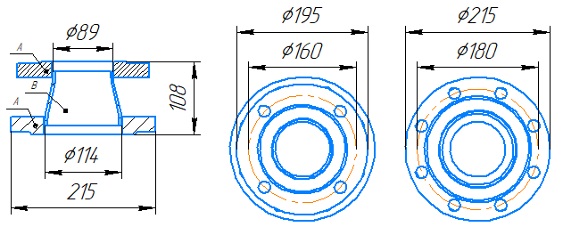 Переход 114x4-89x3,5-1,6-исп.1 ст20 ГОСТ 27590-2005 слайд 5