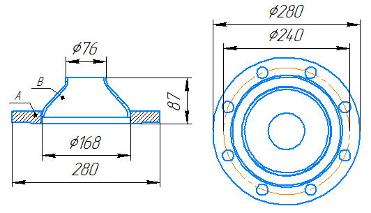 Переход 168x4,5-76x3,5-1,0-исп.2 ст20 ГОСТ 27590-2005 слайд 5
