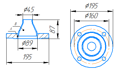 Переход 89x3,5-45x2,5-1,6-исп.2 ст20 ГОСТ 27590-2005 слайд 5