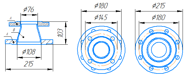 Переход 108x4-76x3,5-1,0-исп.1 ст20 ГОСТ 27590-2005 слайд 5