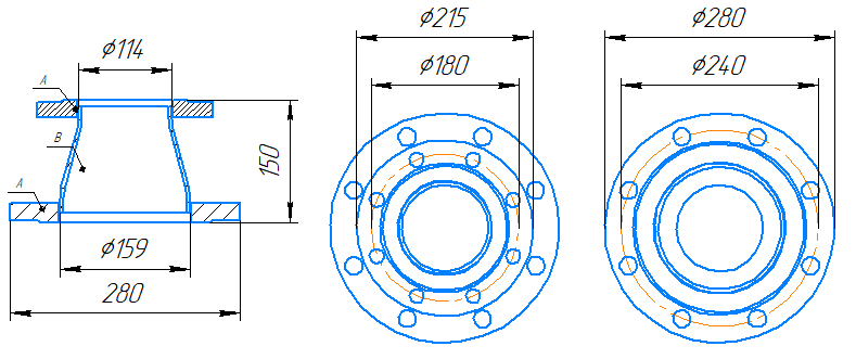 Переход 159x4,5-114x4-1,0-исп.1 ст20 ГОСТ 27590-2005 слайд 5