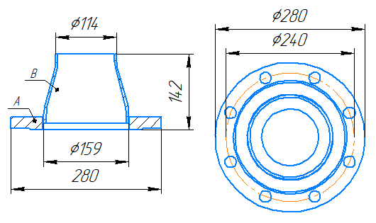 Переход 159x4,5-114x4-1,0-исп.2 ст20 ГОСТ 27590-2005 слайд 5