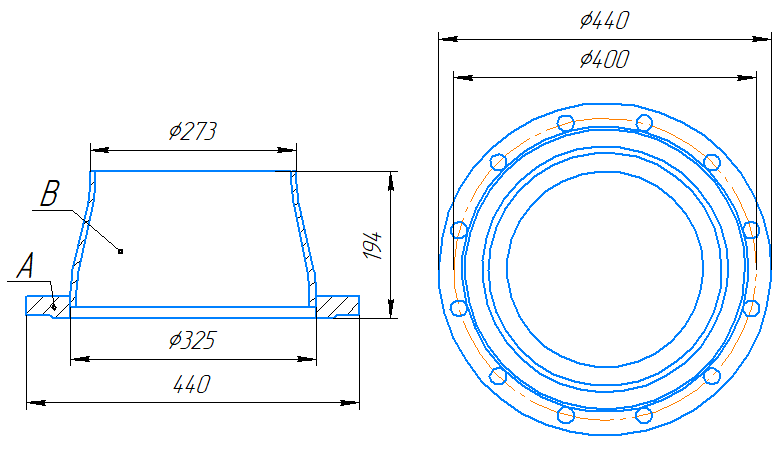 Переход 325x8-273x7-1,0-исп.2 ст20 ГОСТ 27590-2005 слайд 5