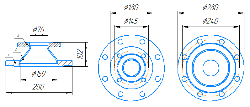 Переход 159x4,5-76x3,5-1,0-исп.1 ст20 ГОСТ 27590-2005 слайд 5