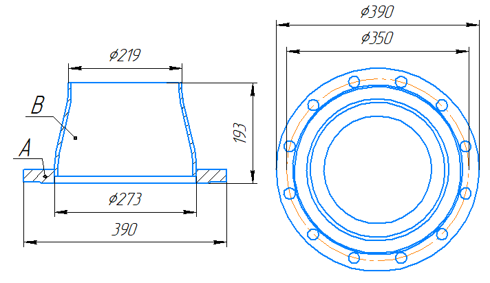 Переход 273x7-219x6-1,0-исп.2 ст20 ГОСТ 27590-2005 слайд 5