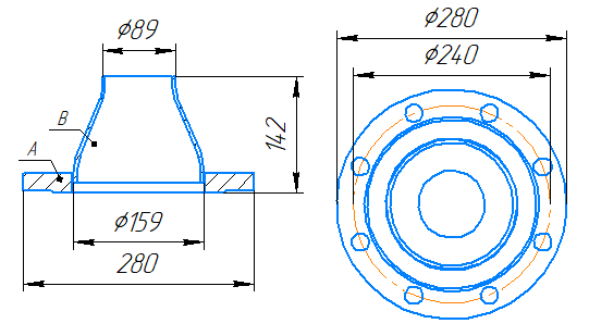 Переход 159x4,5-89x3,5-1,0-исп.2 ст20 ГОСТ 27590-2005 слайд 5