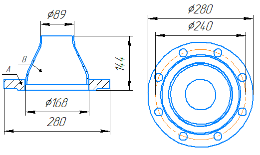 Переход 168x4,5-89x3,5-1,6-исп.2 ст20 ГОСТ 27590-2005 слайд 5