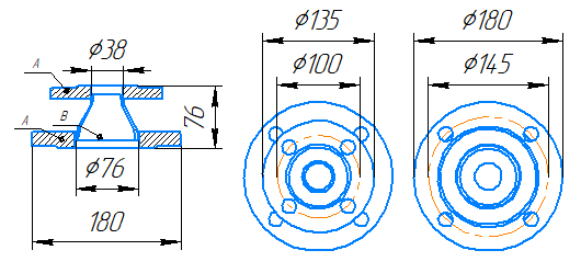 Переход 76x3,5-38x2,5-1,0-исп.1 ст20 ГОСТ 27590-2005 слайд 5